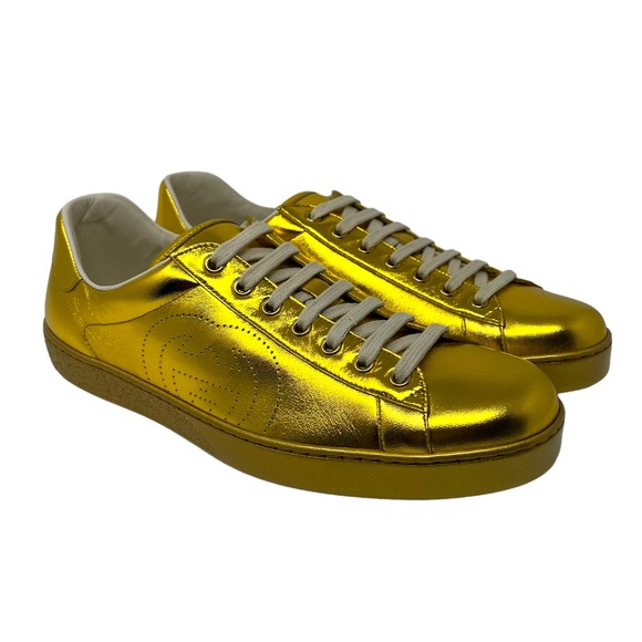GUCCI Ace Gold Metallic Low-Top Sneaker 599147 - Picture 5 of 13